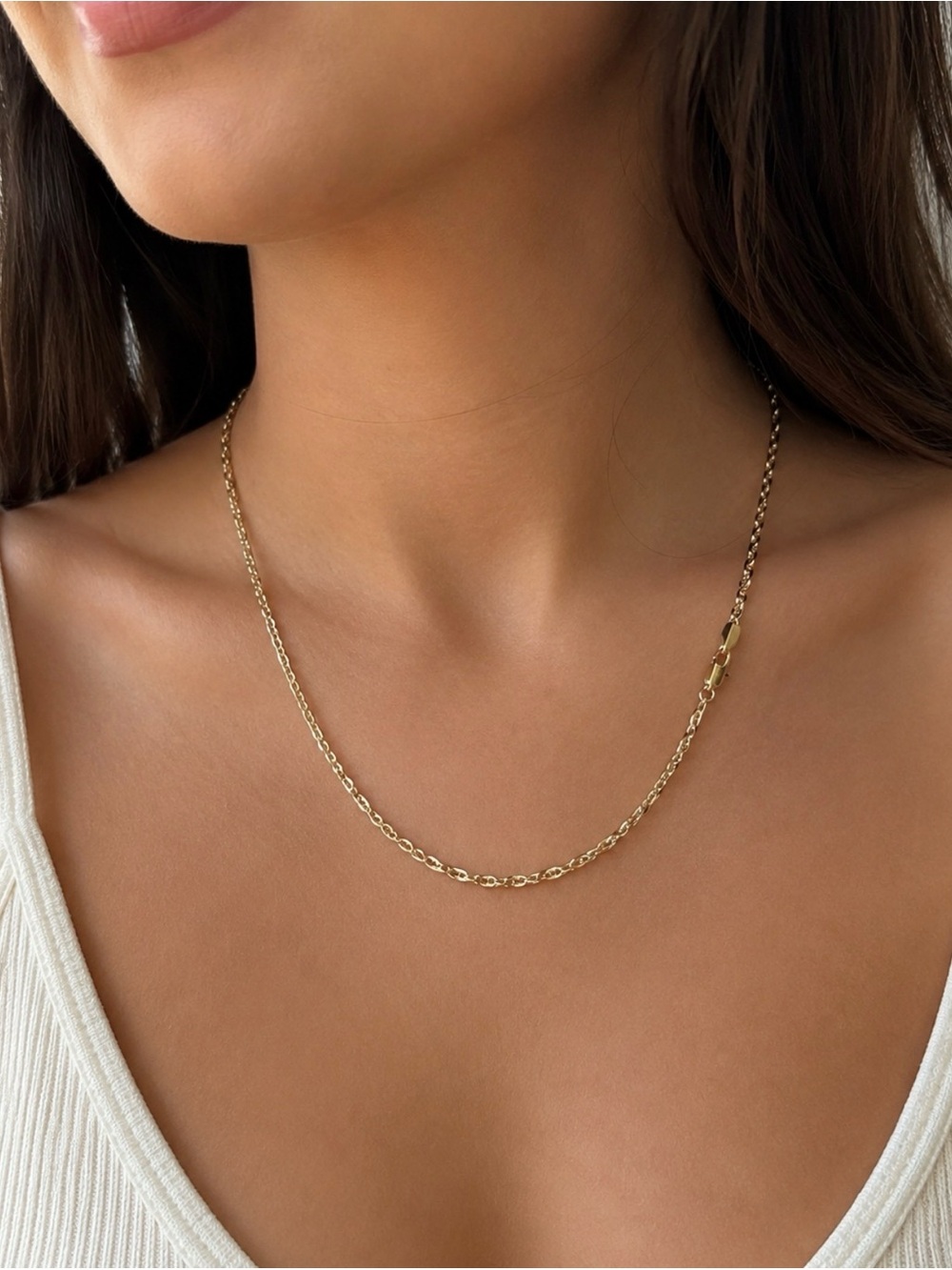 NEW! 18k Gold Plated Rounded Figaro Chain Necklace - 18”